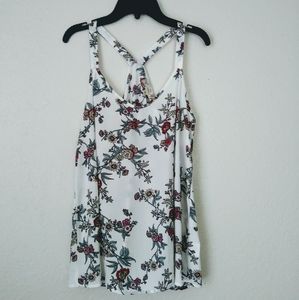 Pink republic floral cream racetrack top medium